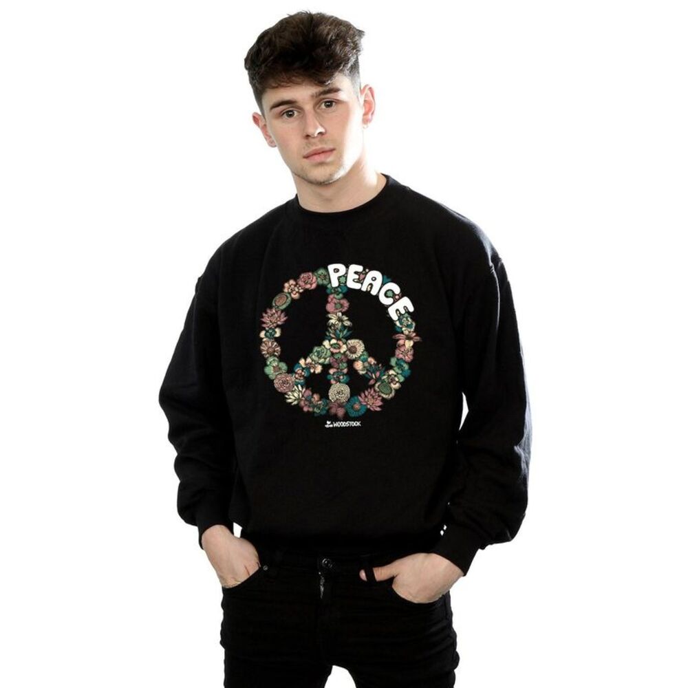 Woodstock Mens Floral Peace Sweatshirt / Black